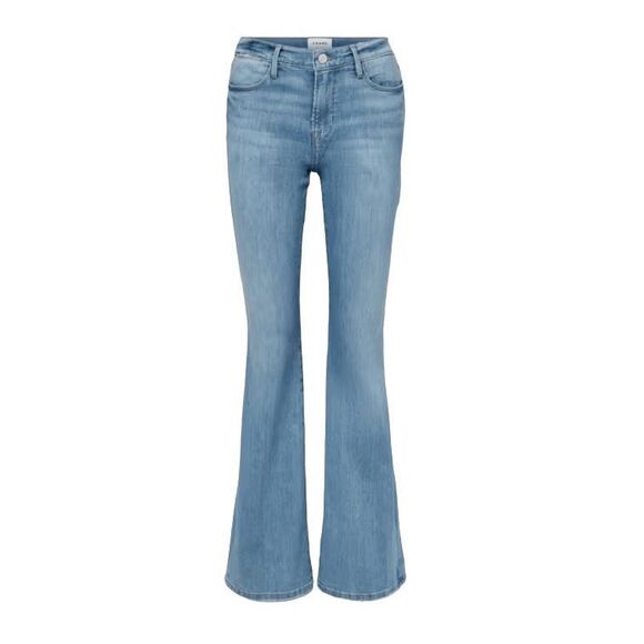 Frame Le High Flared Split Hem Jeans Light Blue Retro Wide Leg Hi-Rise 27 - Picture 1 of 11